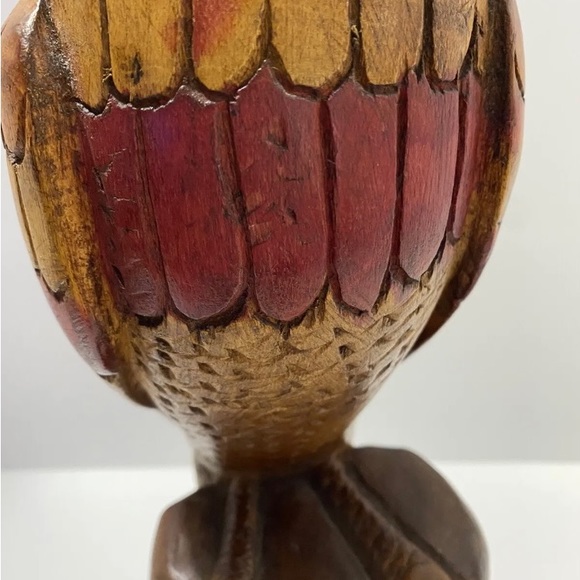 Hand-Carved Wooden Bird Sculpture 14.5" Tribal Style Hawk Figurine Decor - Picture 8 of 10